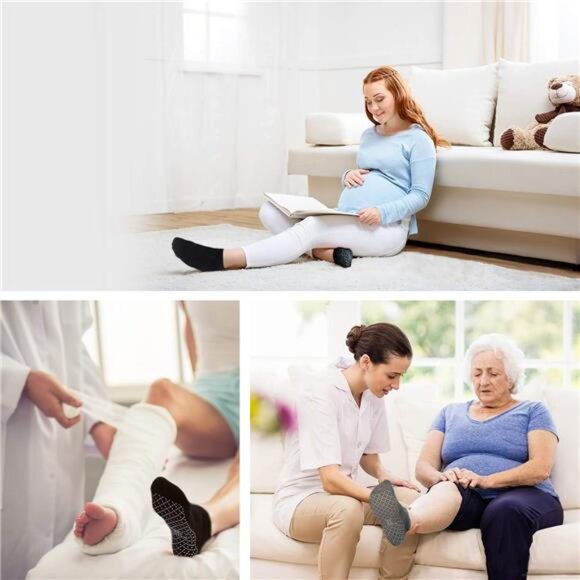 Unisex Non Slip Grip Socks with Cushion for Yoga Pilates Barre Home & Hospital - Picture 5 of 8